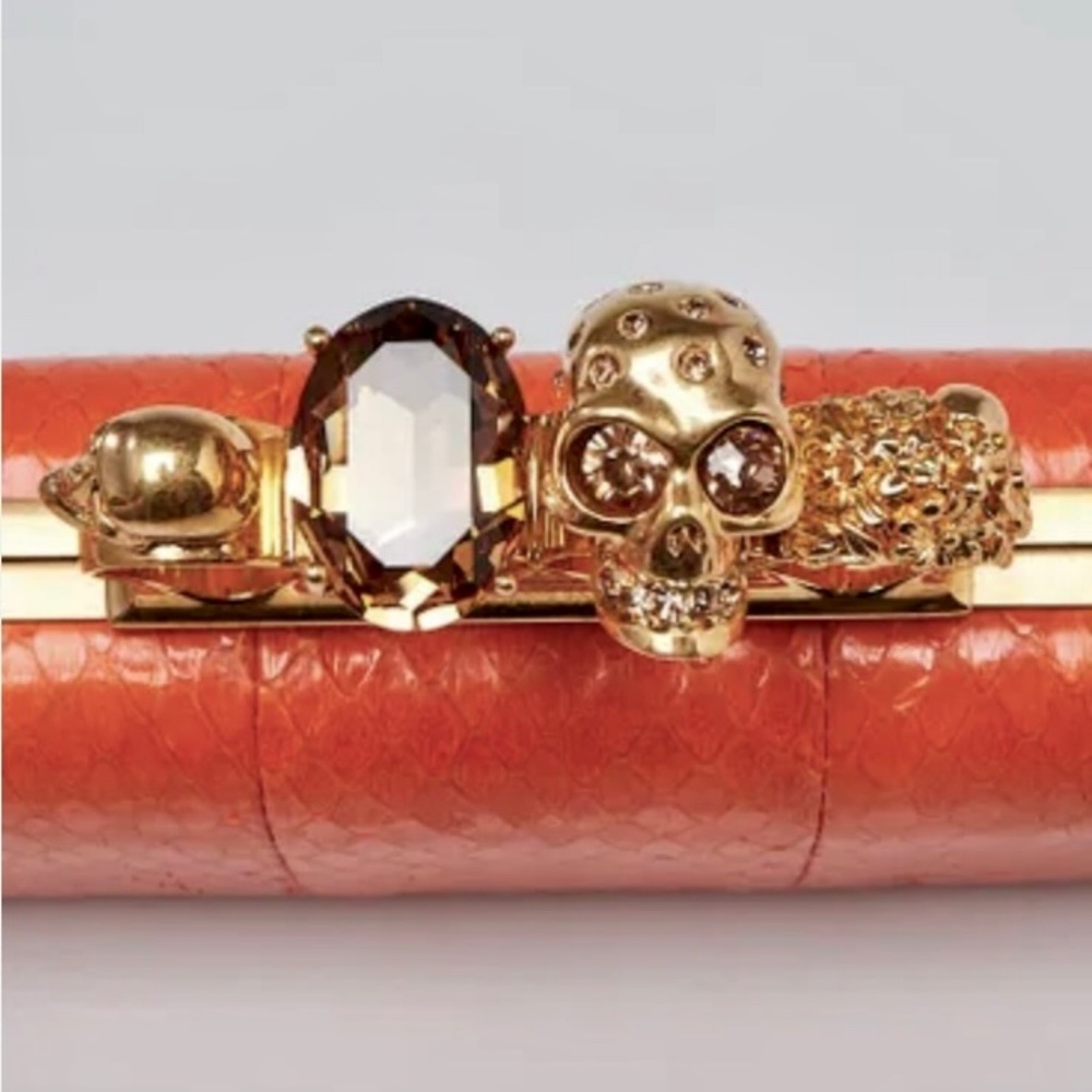 Alexander McQueen Coral Snake Skin Knuckle Box Clutch